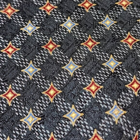 Conte di Milano Black Blue Red Designer 4" W 100% Silk Vintage Necktie Tie 56" - Picture 3 of 9